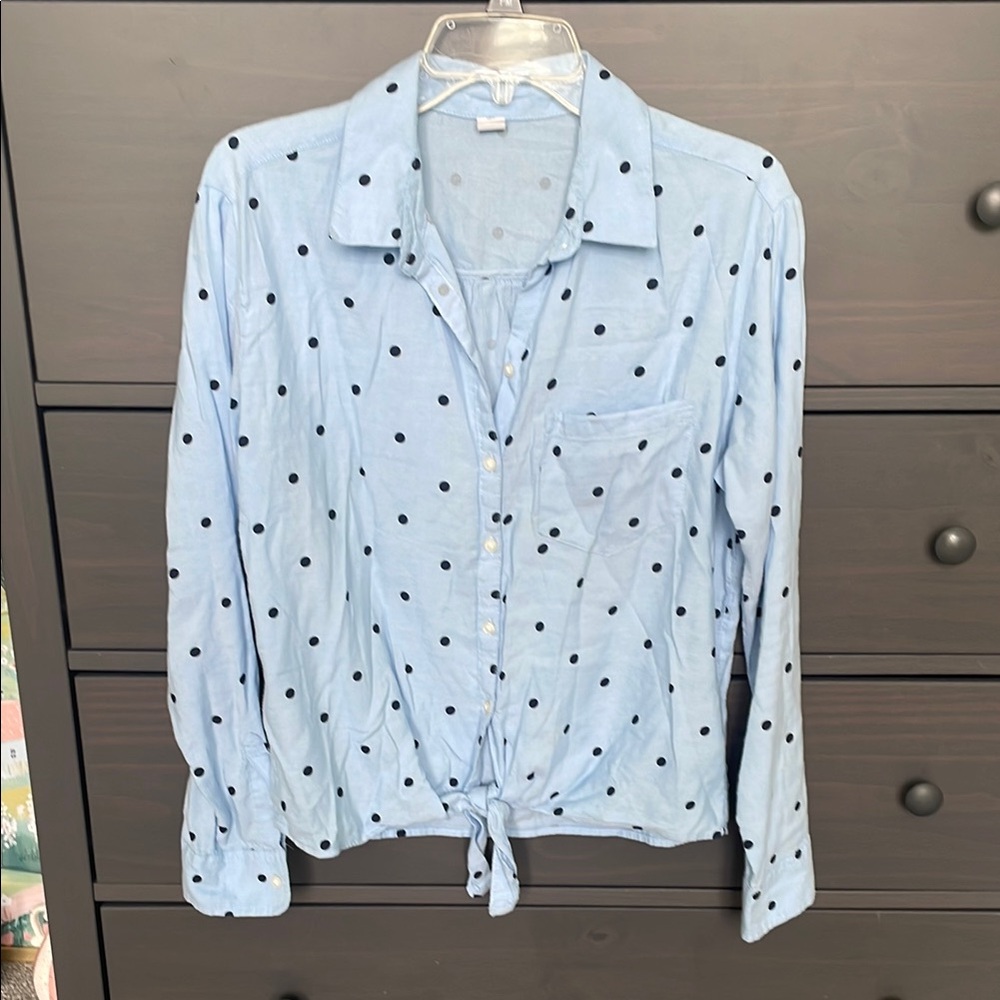 Old Navy Blue Polka Dot Button-Down Shirt